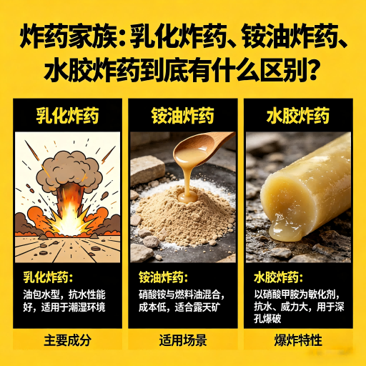 连城炸药家族：乳化炸药、铵油炸药、水胶炸药到底有什么区别？
